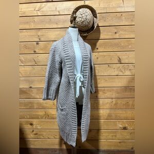 Benedetta B Wool Alpaca Knit Open Cardigan Made In Italy Size Medium Neutral